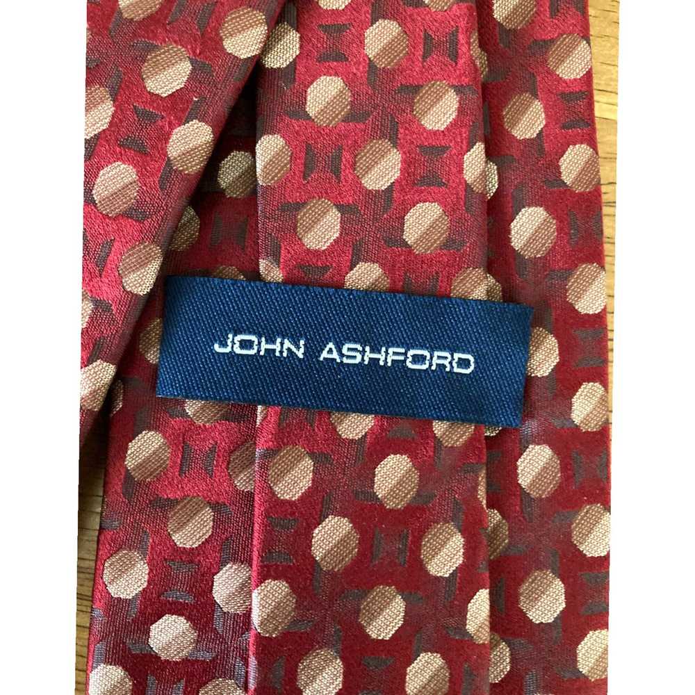 Vintage Stylish John Ashford Red and Tan Circle P… - image 4