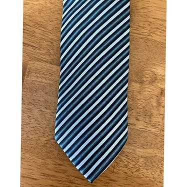 Vintage Classic Blue and Gray Stripe Patterned Po… - image 1