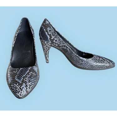 ECCO Danish Shape 75 Blue Black Snake Animal Pumps