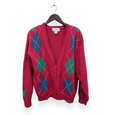 Vintage Petite Sophisticate Argyle Cardigan Sweat… - image 1