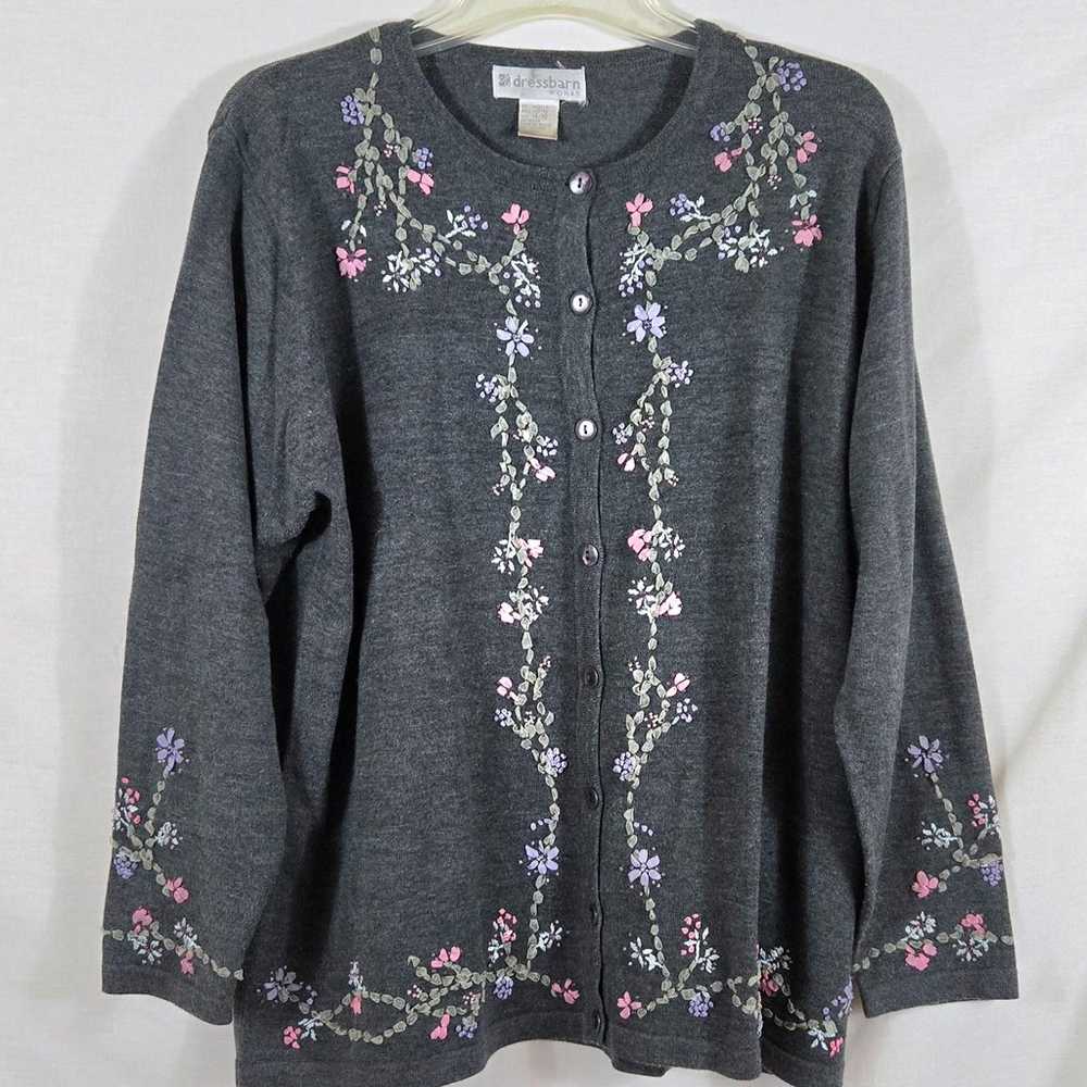 Vintage Dress Barn Embellished Cardigan Sweater S… - image 1