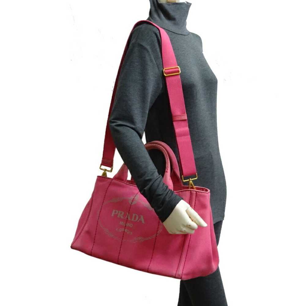 Prada Canapa Pink Canvas Handbag (Pre-Owned) - image 7