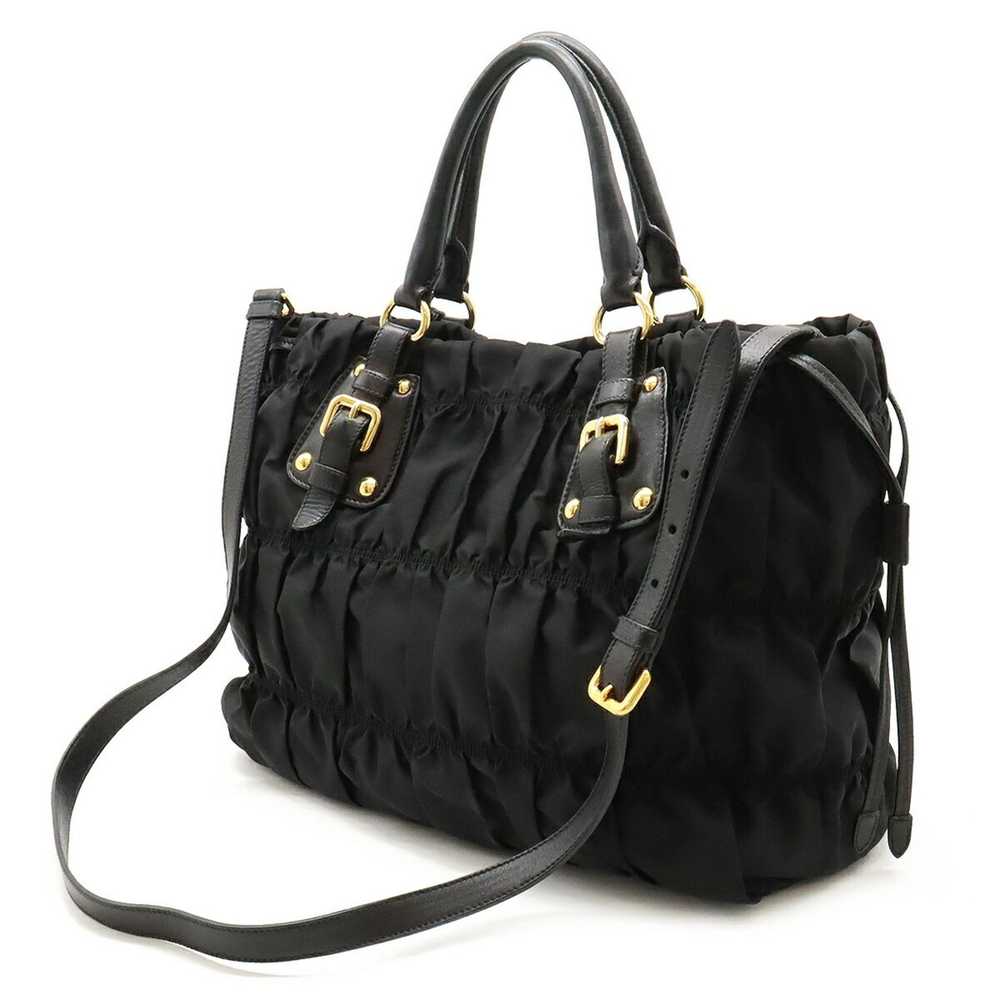 Prada Gathered Black Synthetic Tote Bag (Pre-Owne… - image 2