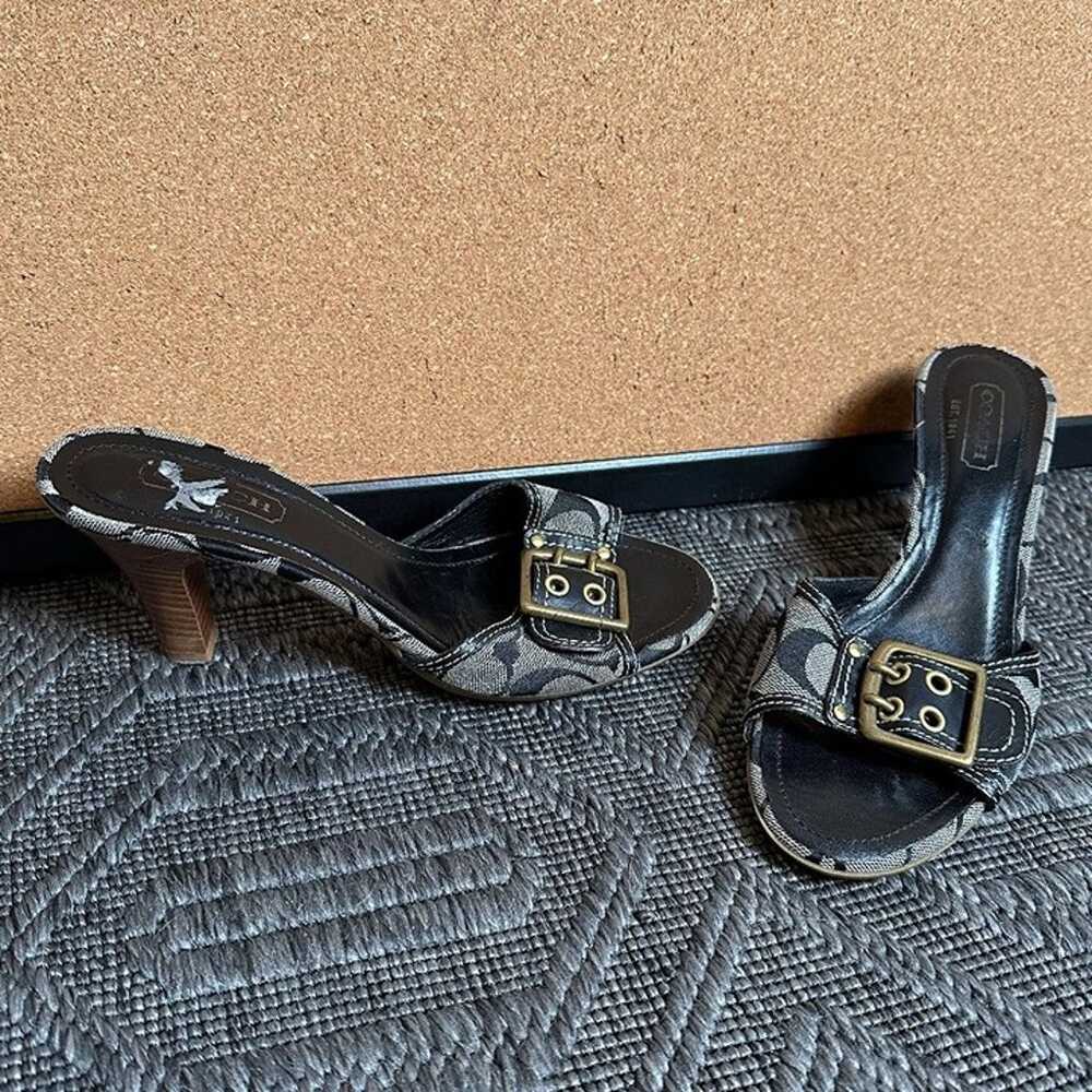 Coach Y2K Logo Fabric Chunky Buckle Heels in Blac… - image 1