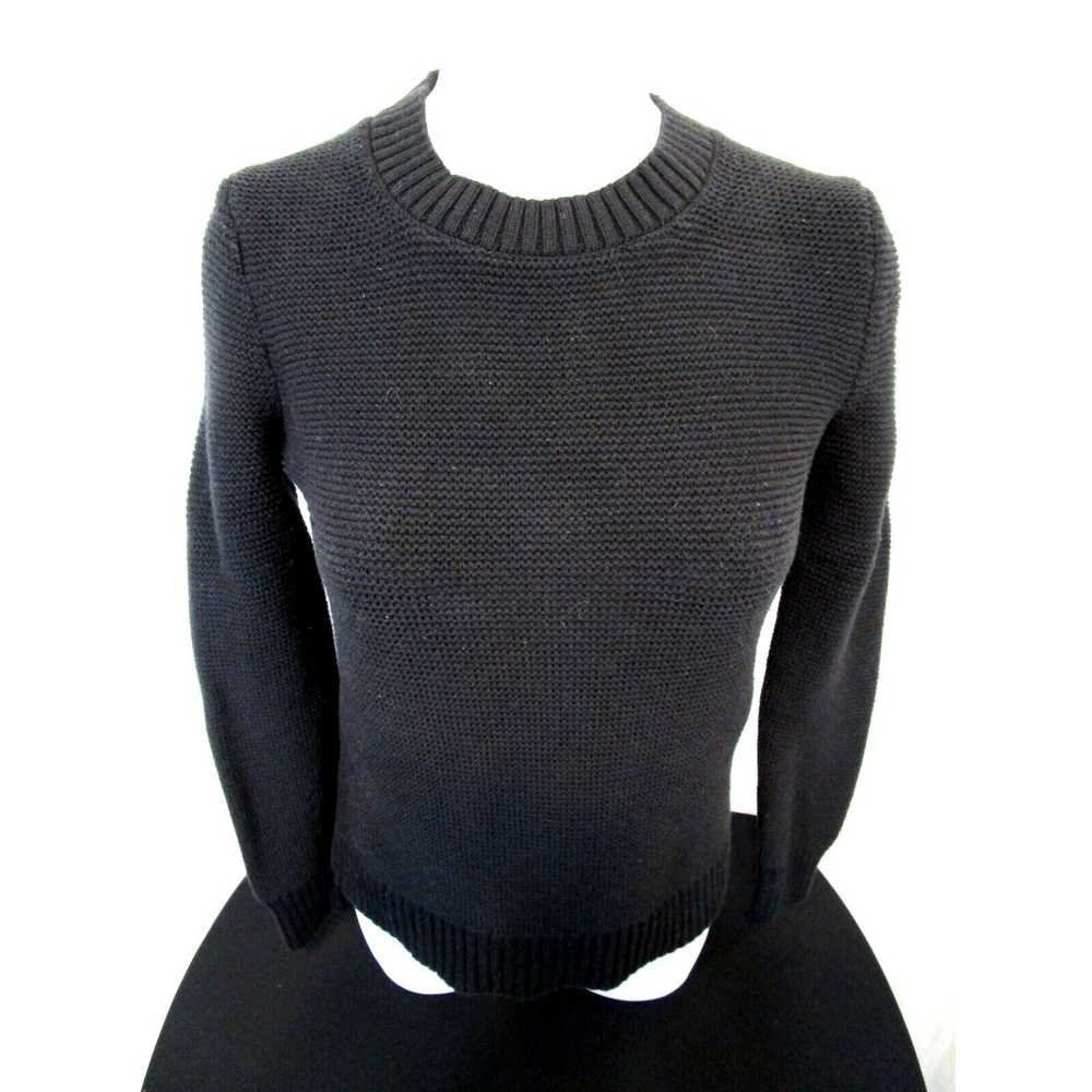 J. Crew Black Cotton Knit Pullover Crew Neck Swea… - image 1