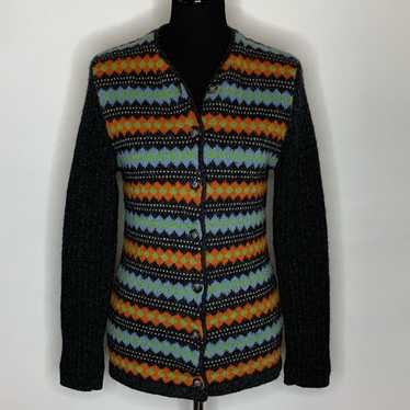 Vintage Jessica gray orange blue geometric stripe… - image 1