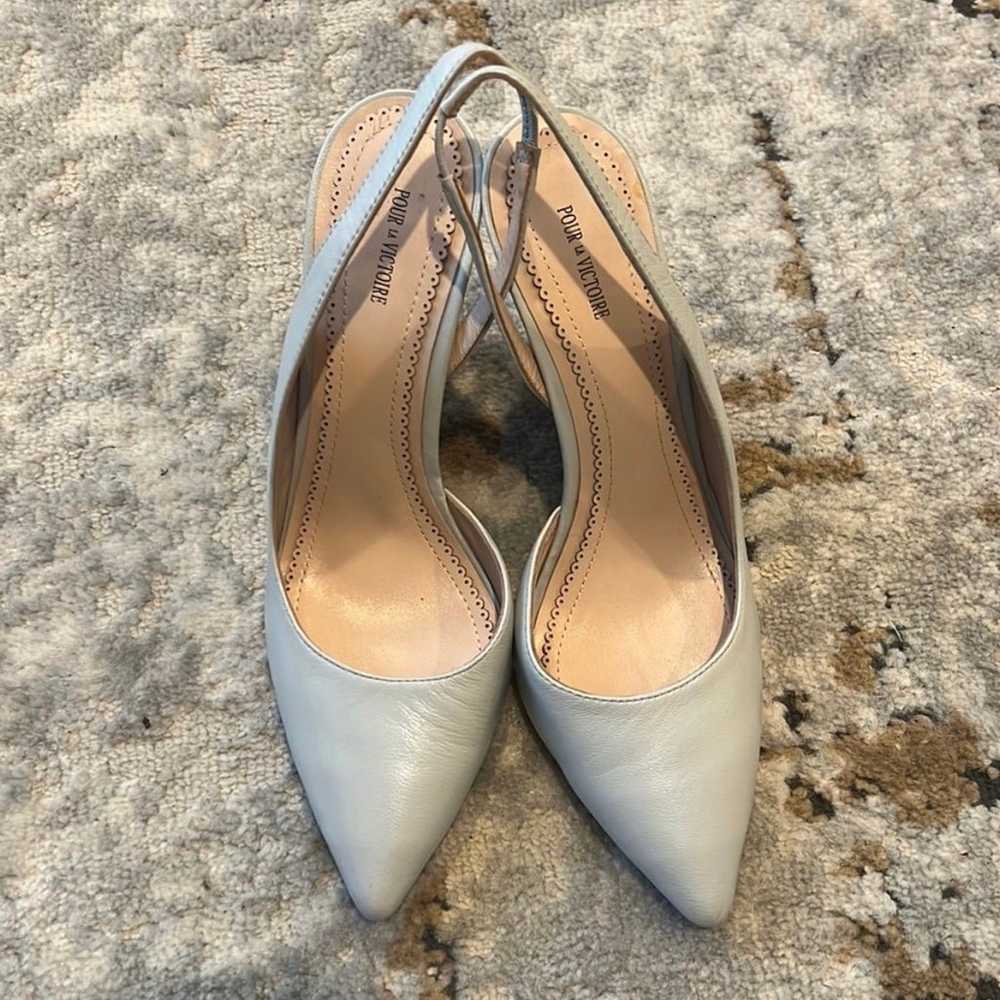 Pour La Victoire Leather Grey Sling back Pointed … - image 1