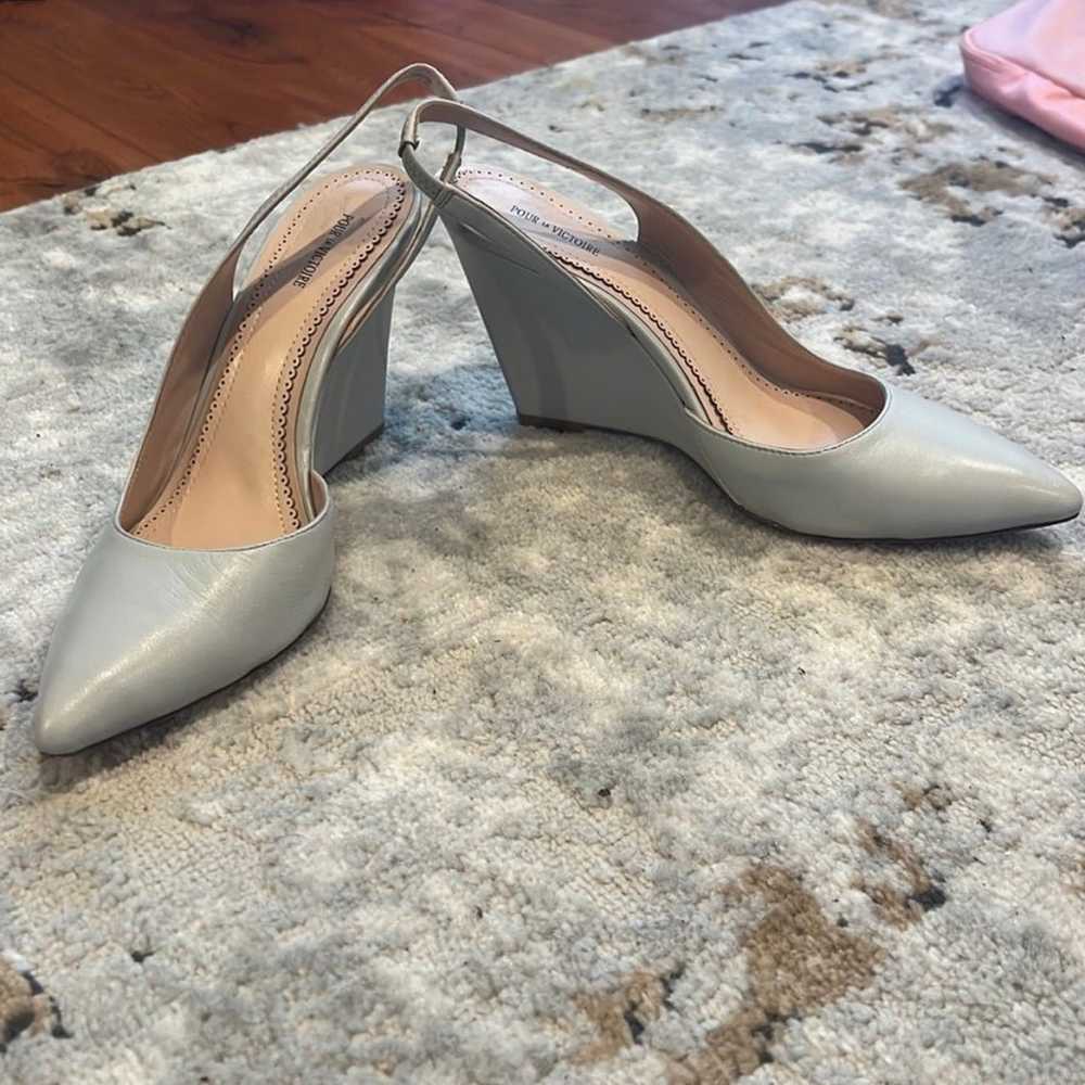 Pour La Victoire Leather Grey Sling back Pointed … - image 2