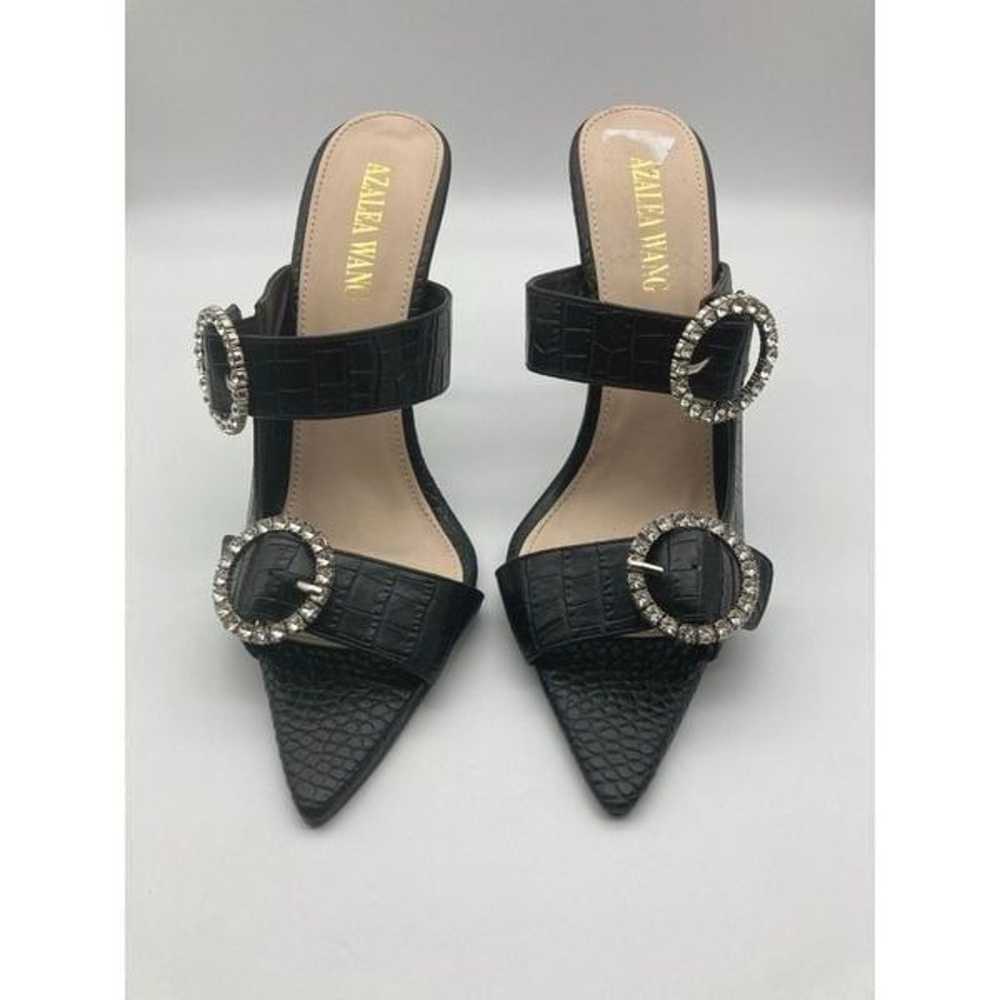 Azalea Wang Darby Black Croc Print Stiletto Heels… - image 1