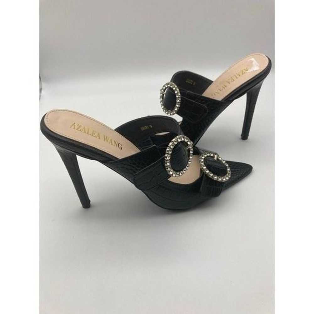 Azalea Wang Darby Black Croc Print Stiletto Heels… - image 2