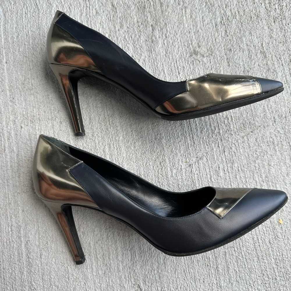 Kalliste Leather Black & Metallic Heels Pump Poin… - image 5