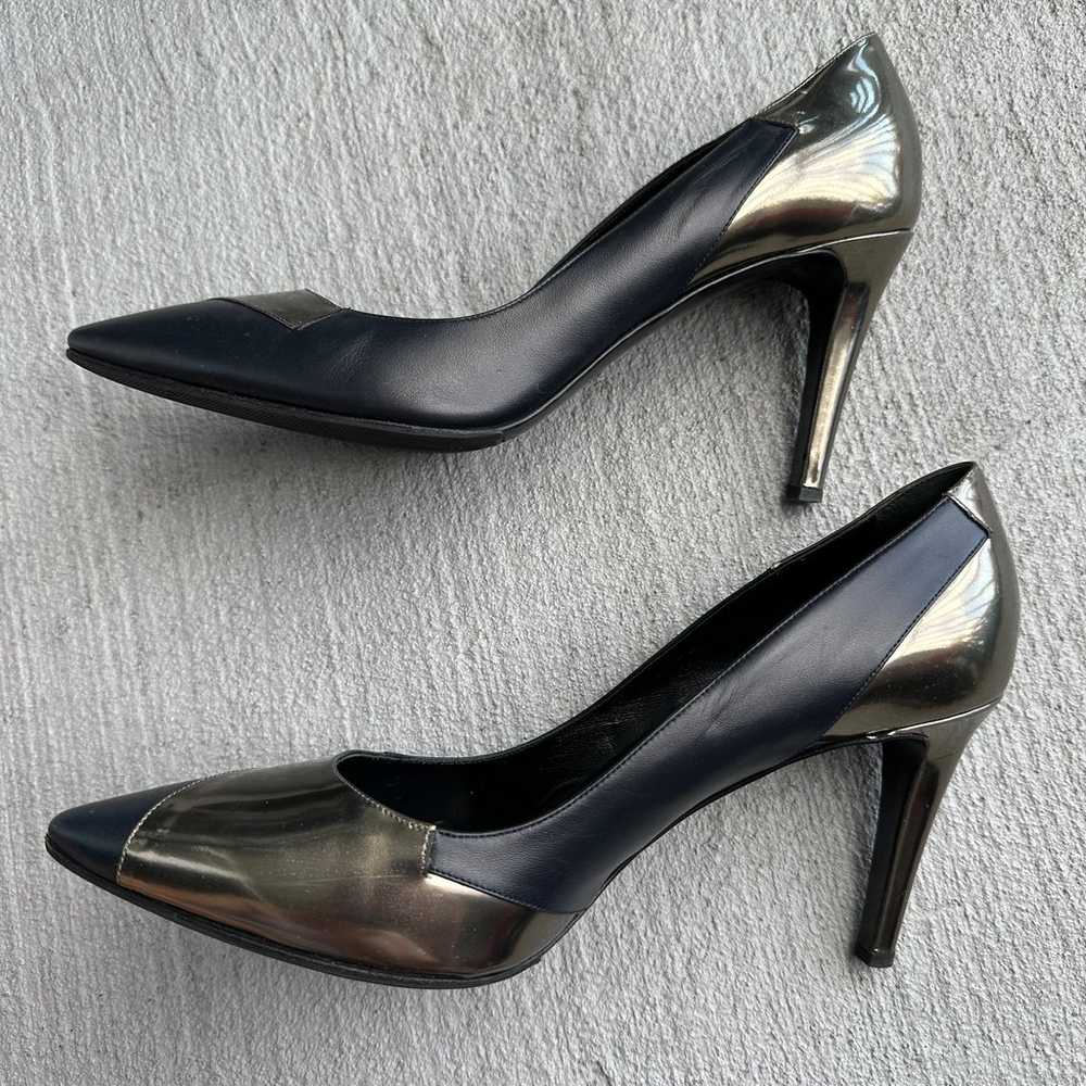 Kalliste Leather Black & Metallic Heels Pump Poin… - image 6