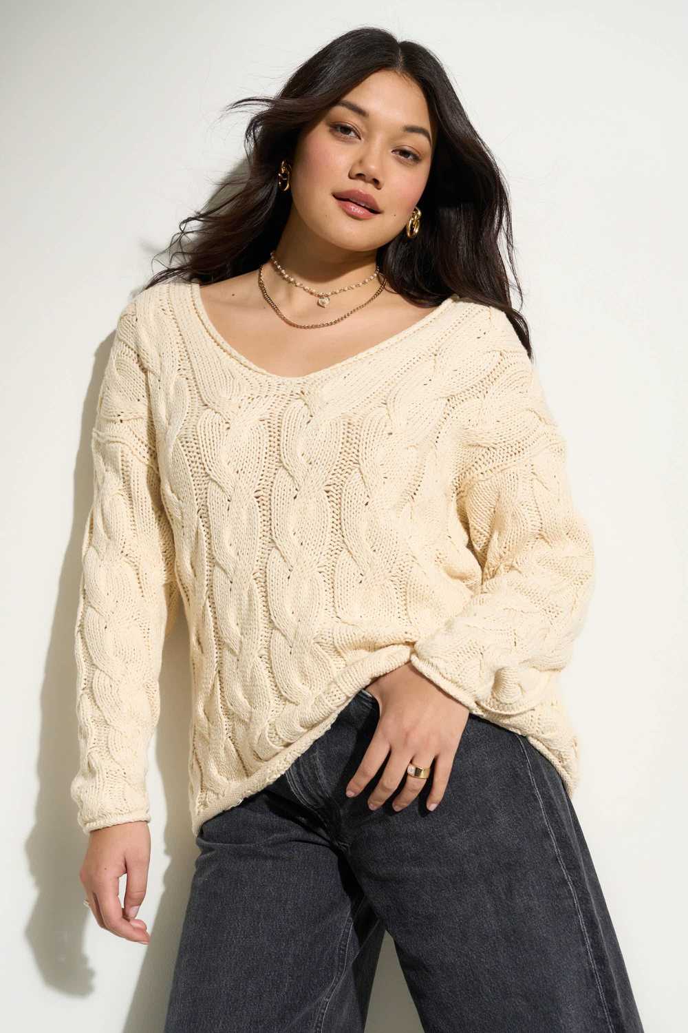 Callahan Alfie Cableknit Sweater - Creme - image 1