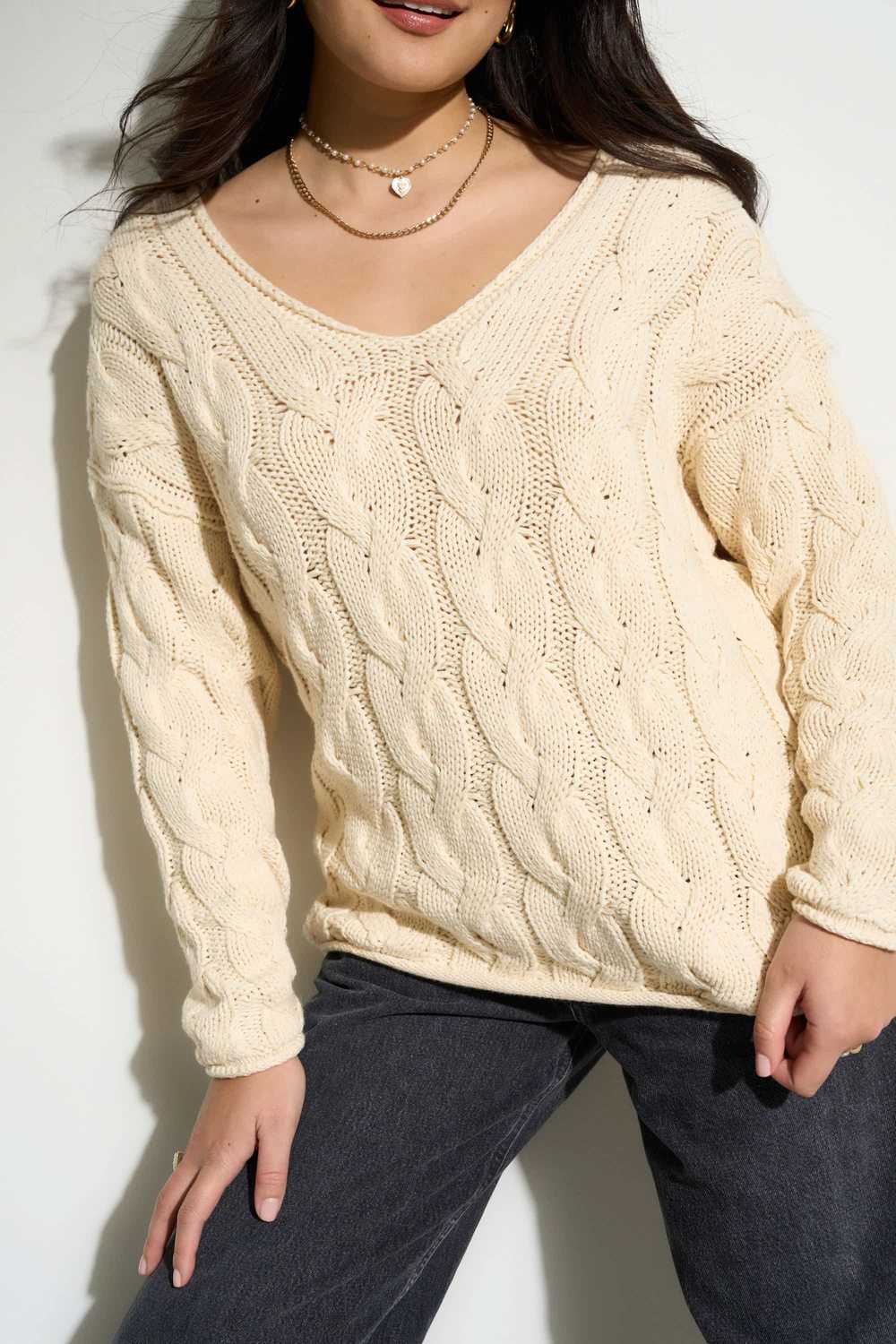 Callahan Alfie Cableknit Sweater - Creme - image 2