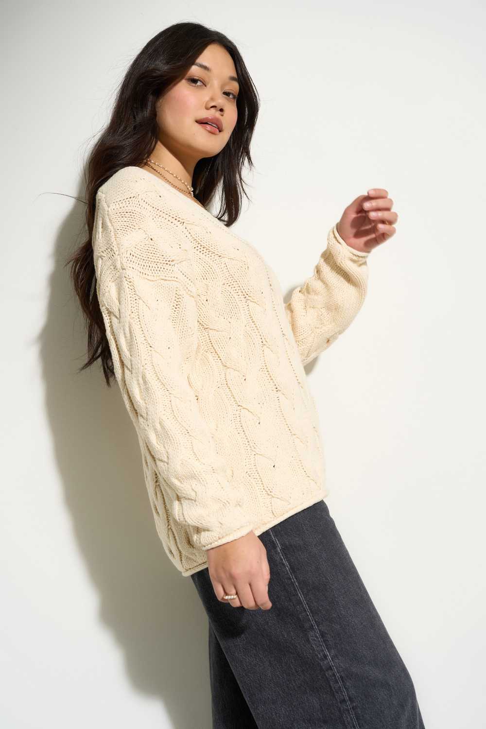 Callahan Alfie Cableknit Sweater - Creme - image 4