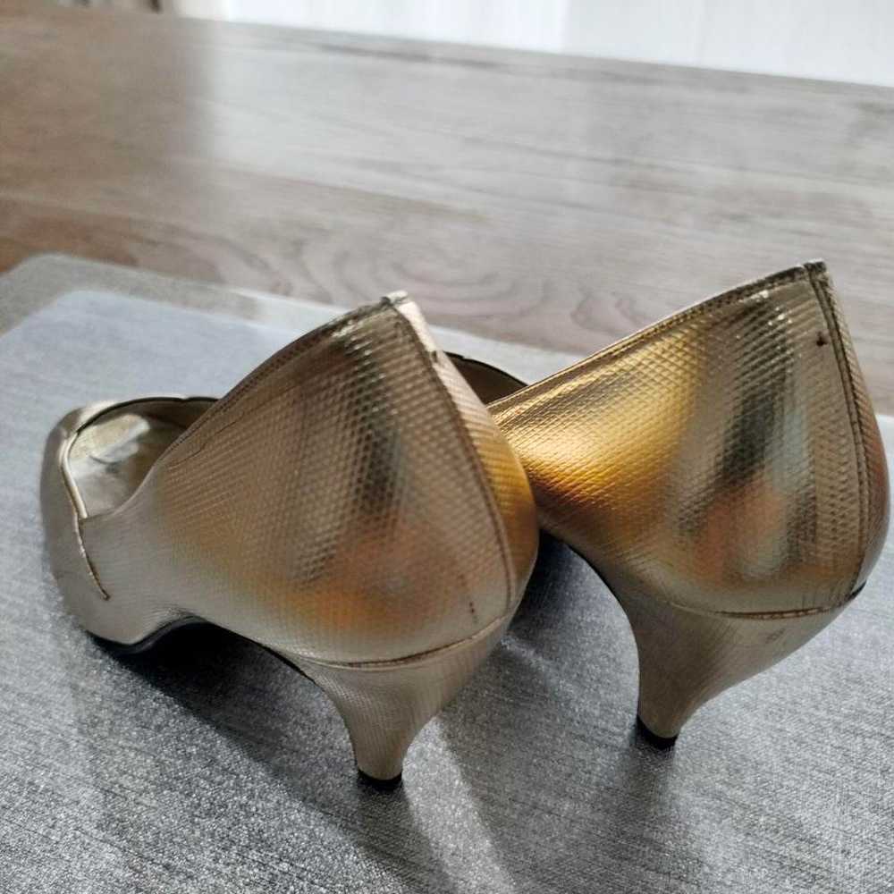 LANVIN Gold Open-Toe Pumps Size 4 - image 11