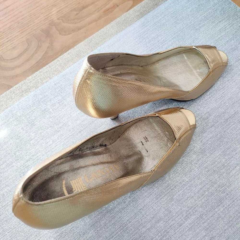 LANVIN Gold Open-Toe Pumps Size 4 - image 5