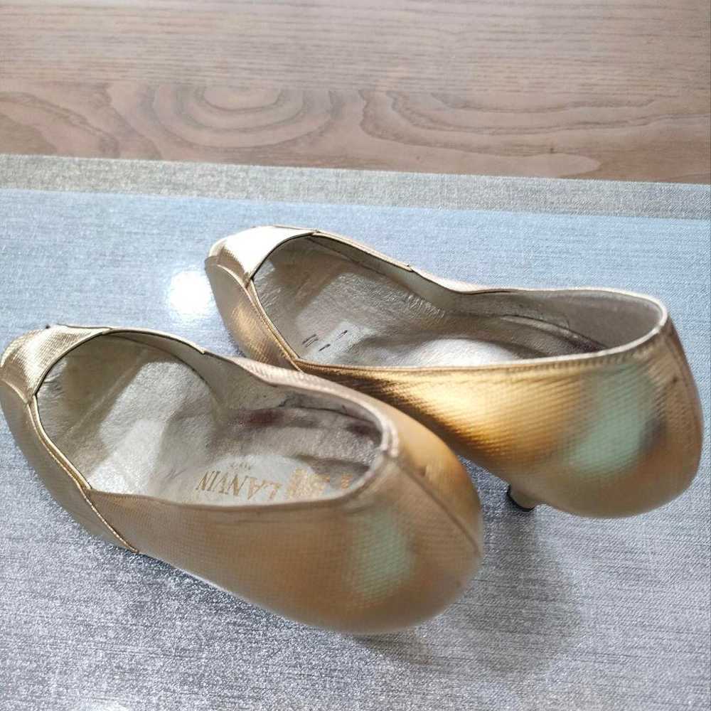 LANVIN Gold Open-Toe Pumps Size 4 - image 7