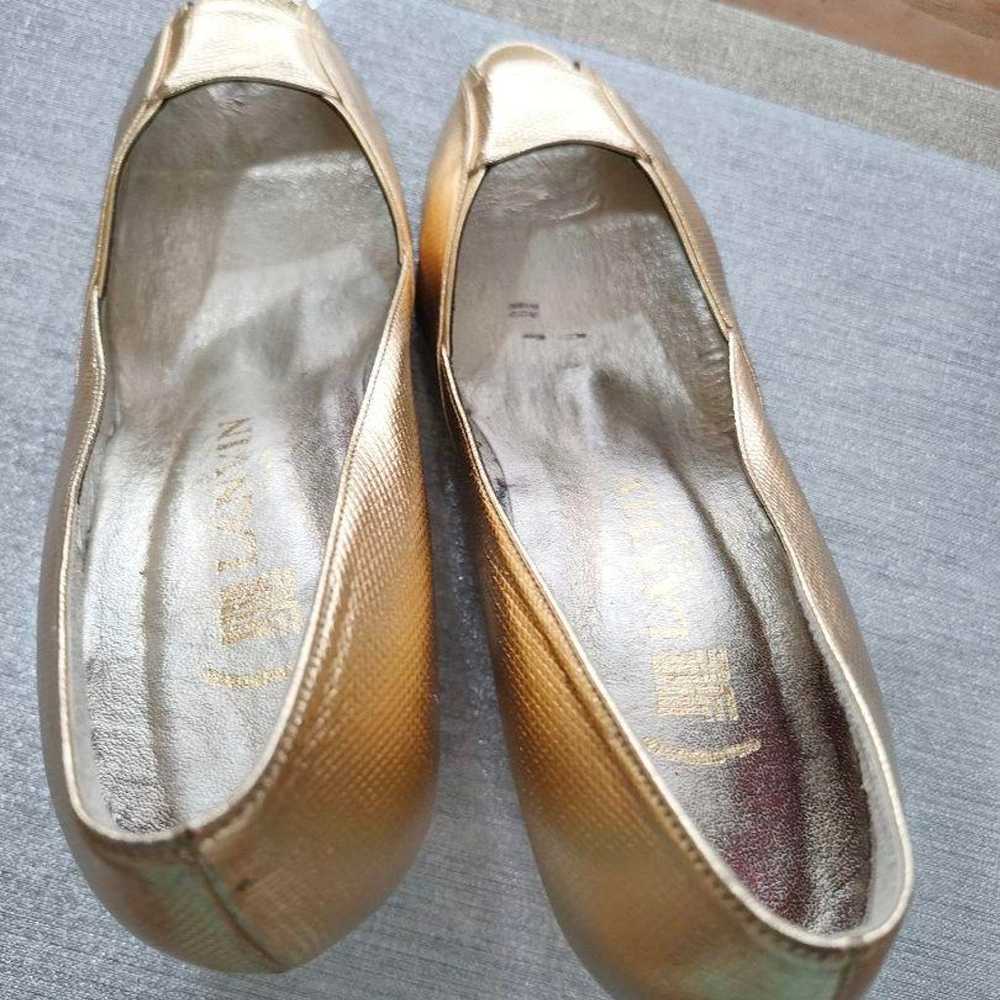 LANVIN Gold Open-Toe Pumps Size 4 - image 9