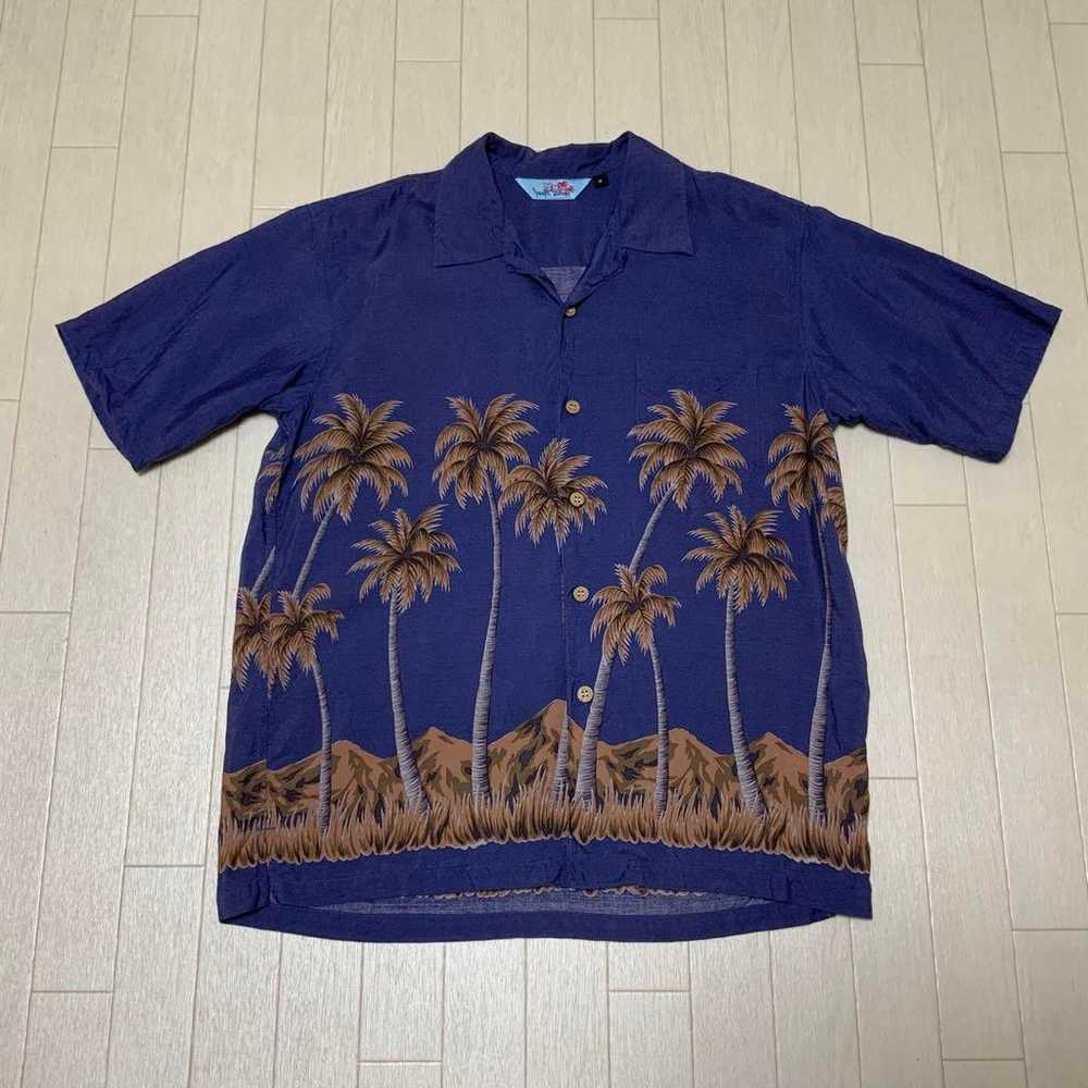 Vintage Aloha Shirt with Palm Trees in Purple, Ha… - image 7