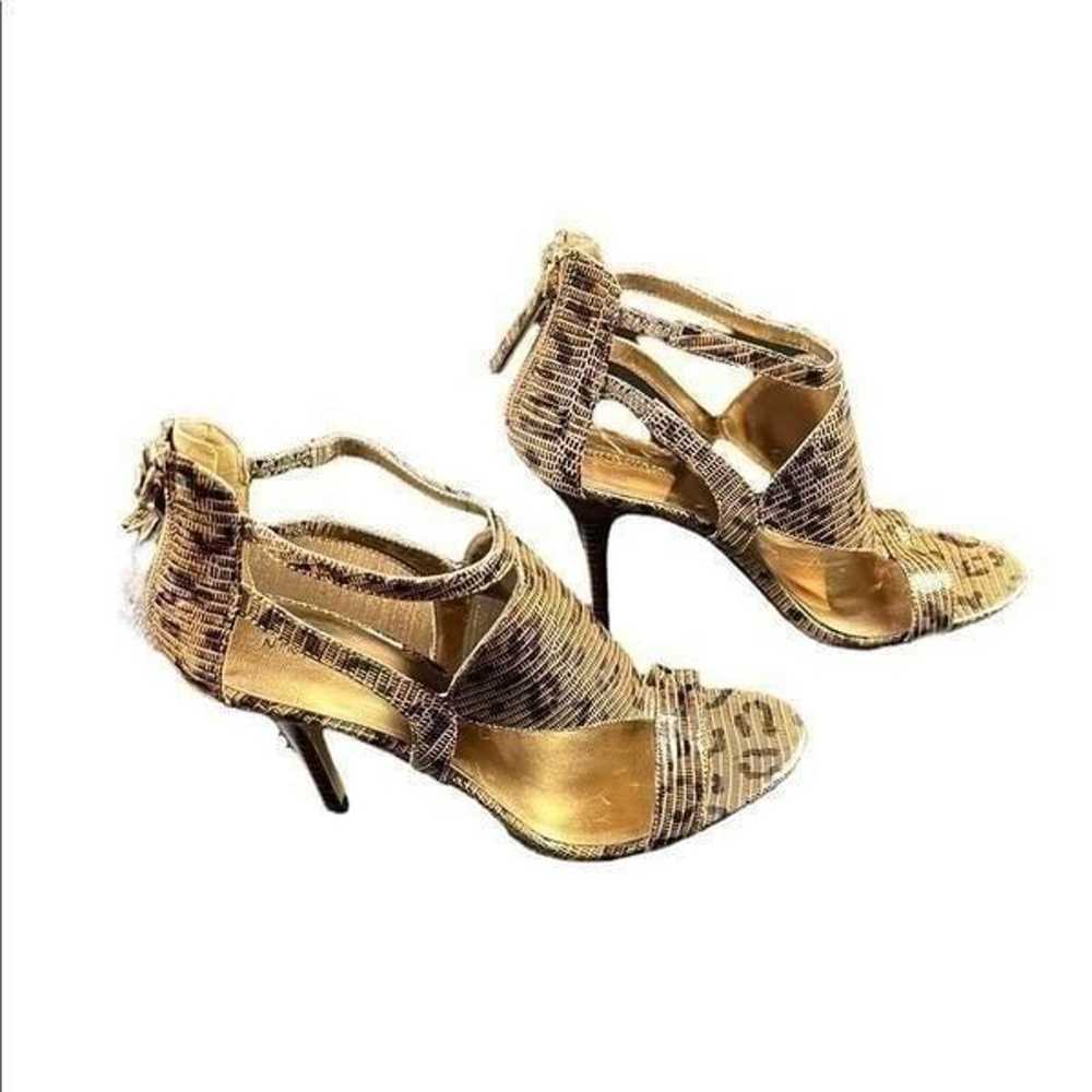 NWOT Nine West Shiny Embossed Leopard Leather Ope… - image 3