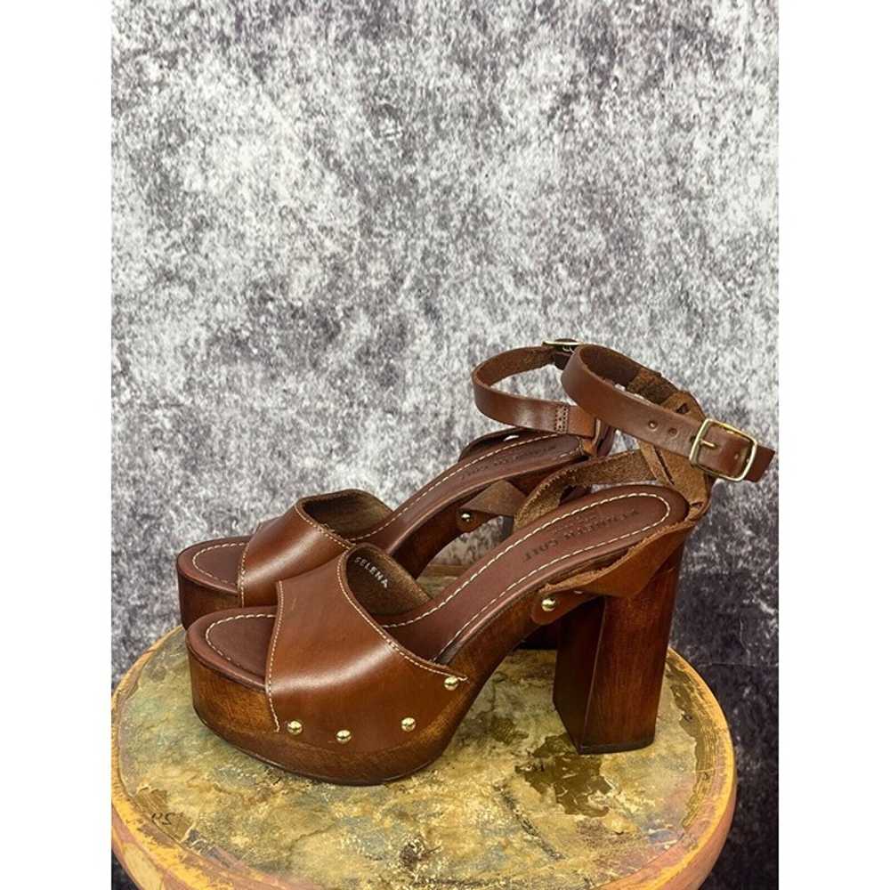 Kenneth Cole Heels Womens 8 Leather Brown Wood Ch… - image 3