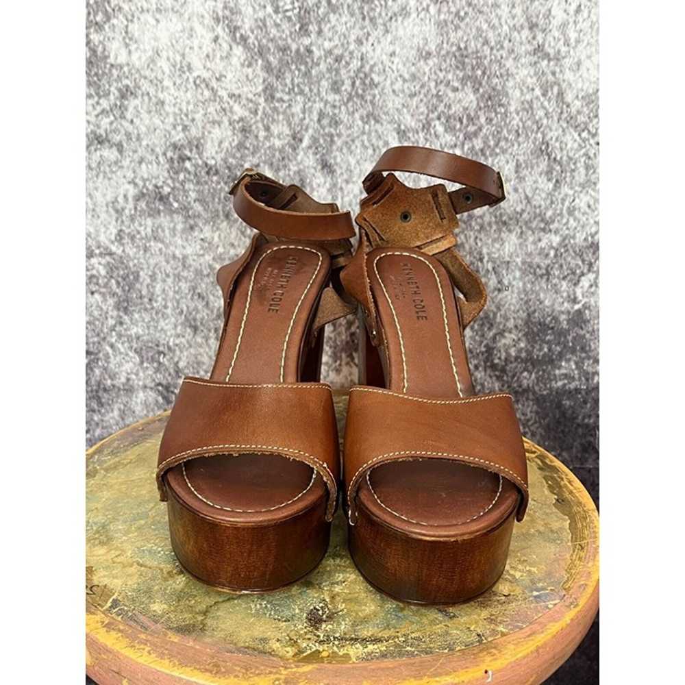 Kenneth Cole Heels Womens 8 Leather Brown Wood Ch… - image 4