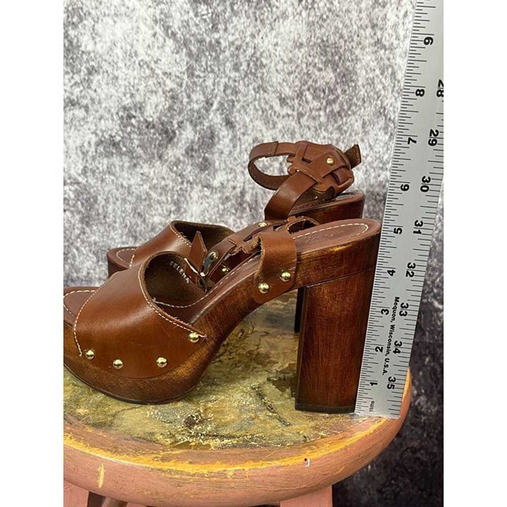 Kenneth Cole Heels Womens 8 Leather Brown Wood Ch… - image 9