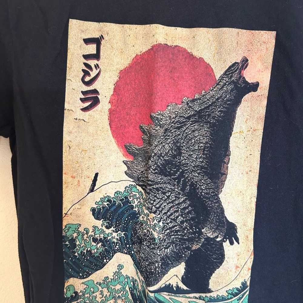 Vintage Godzilla Japanese Great Wave T Shirt Small - image 2