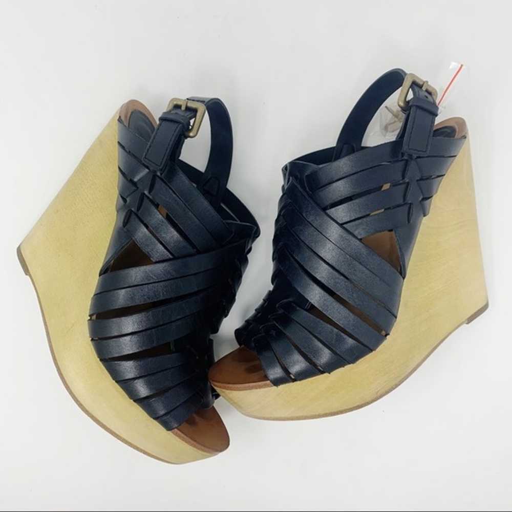 ASH Black Leather Strappy Wedges Size 39 - image 2