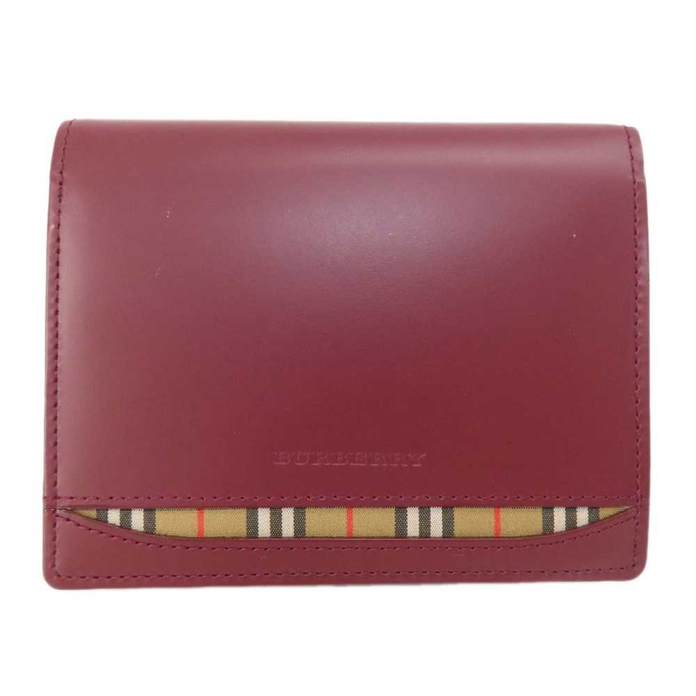 Burberry Nova Check Burgundy Leather Wallet (Pre-… - image 11