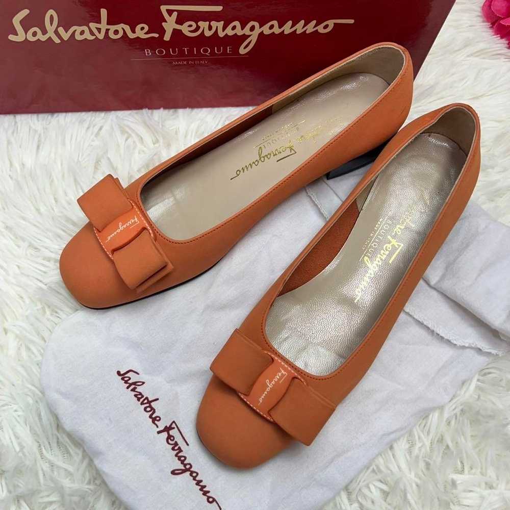 C434 Salvatore Ferragamo Pumps Orange 23cm Nubuck… - image 1