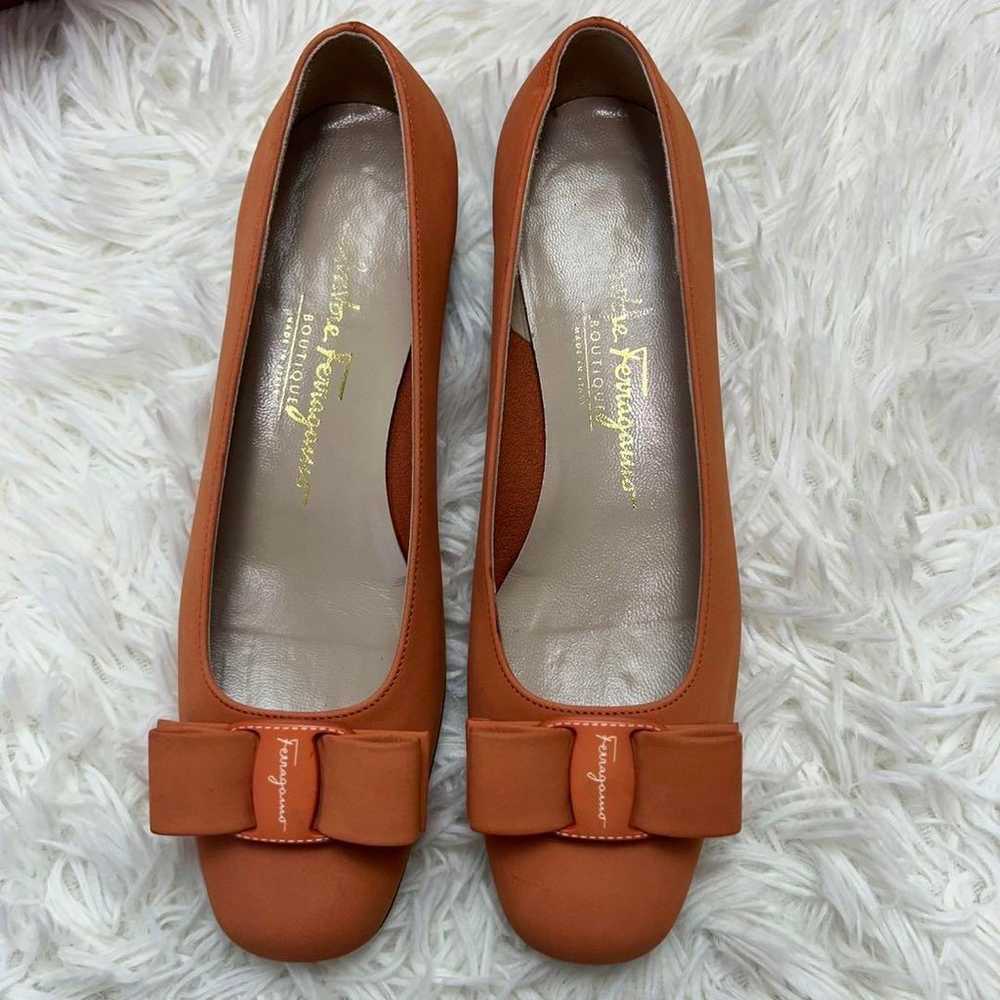 C434 Salvatore Ferragamo Pumps Orange 23cm Nubuck… - image 2