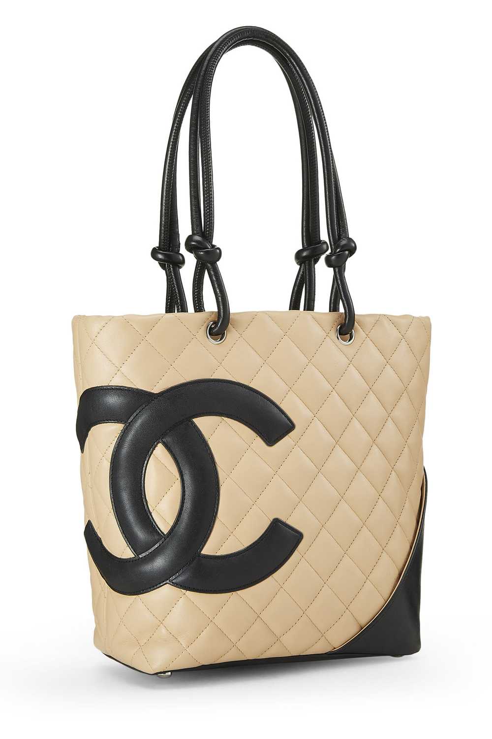 Beige Quilted Calfskin Cambon Ligne Tote Small - image 2