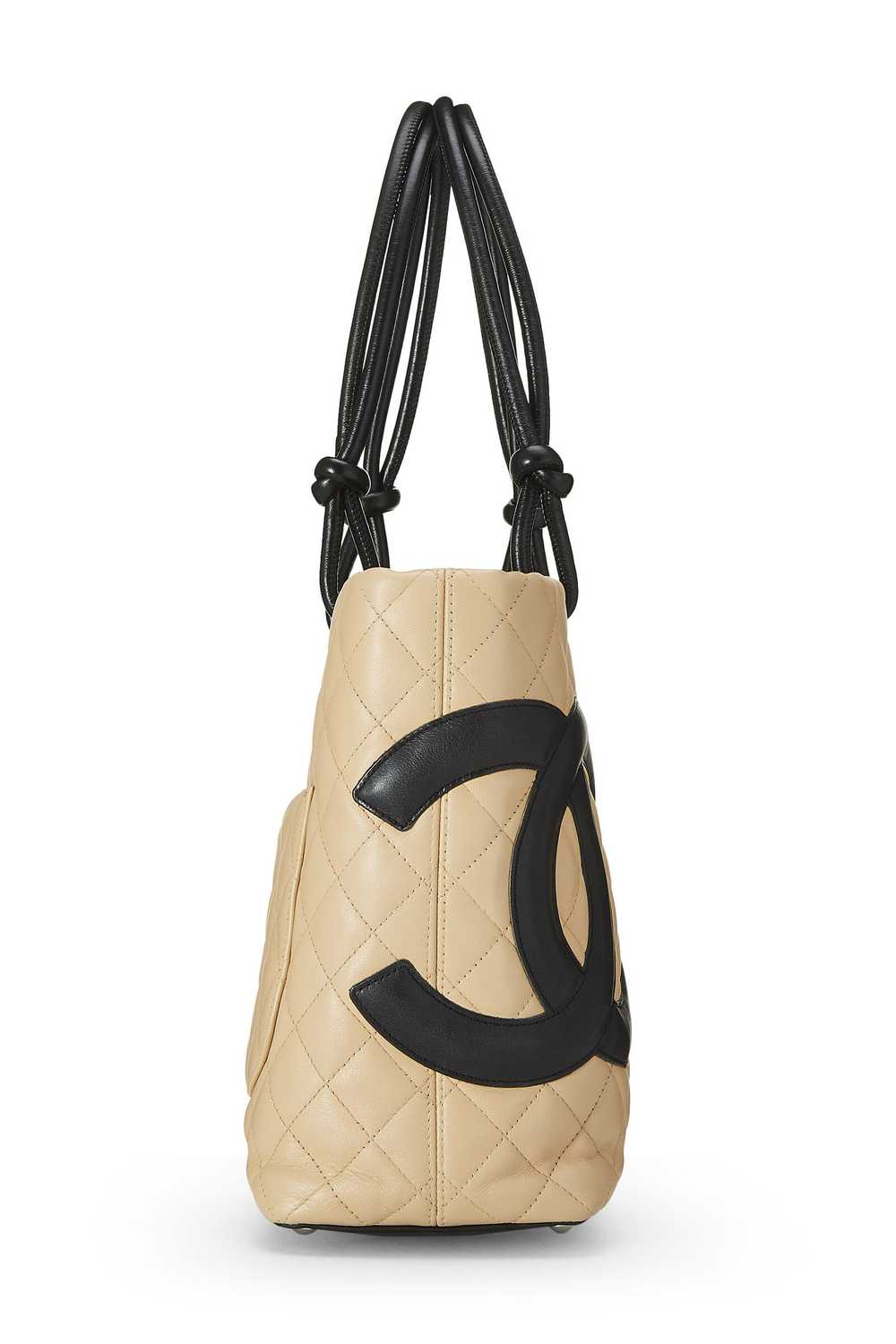 Beige Quilted Calfskin Cambon Ligne Tote Small - image 3