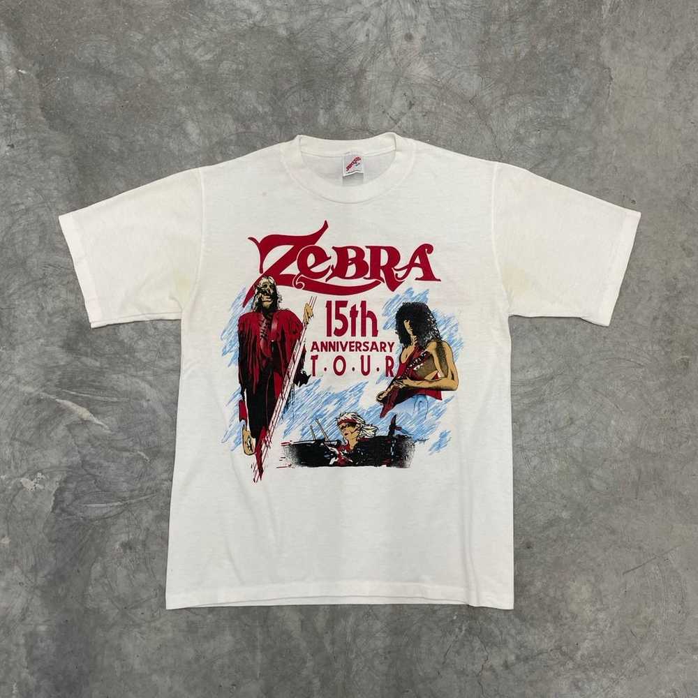 Vintage 1990s Zebra Band 15th Anniversary Tour T-… - image 1