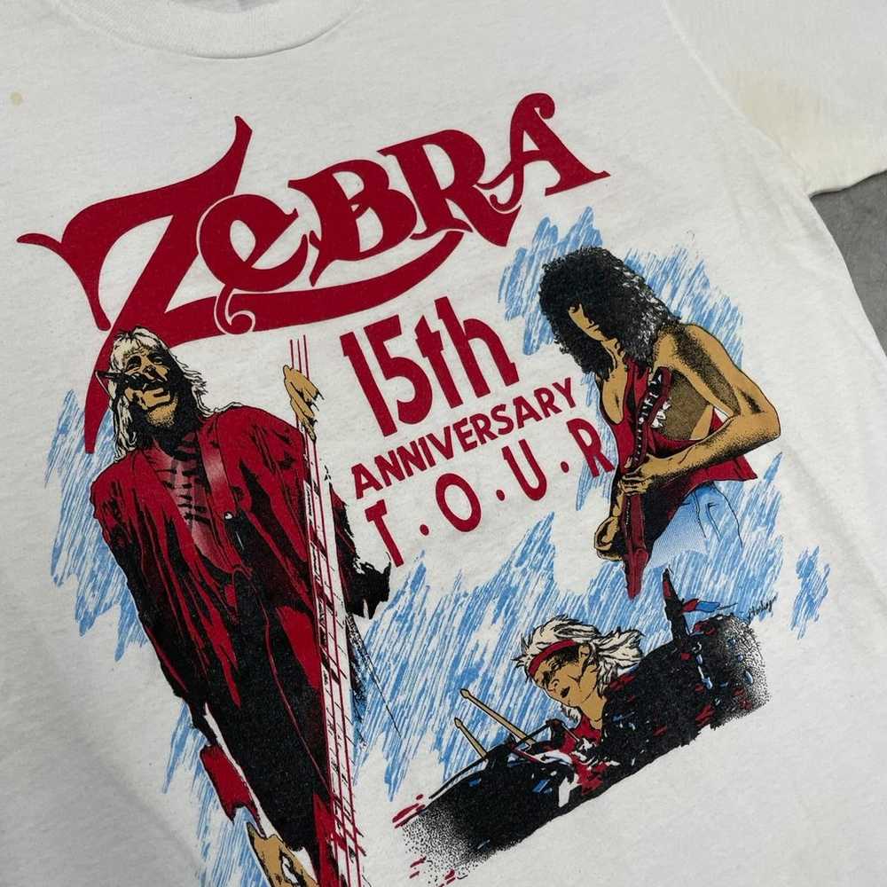 Vintage 1990s Zebra Band 15th Anniversary Tour T-… - image 2