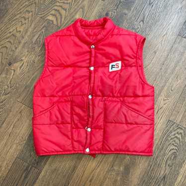 Designer Vintage FS Seed Red Puffer Vest Jacket F… - image 1