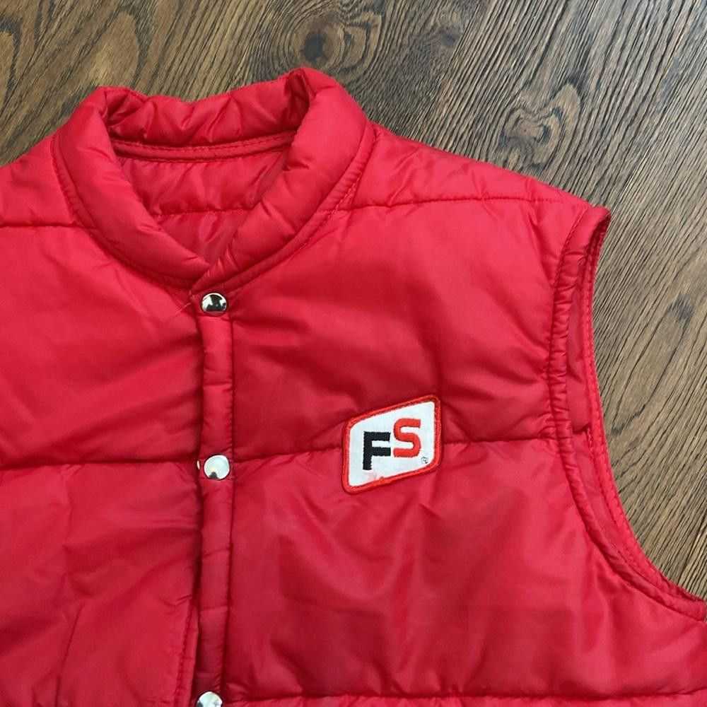 Designer Vintage FS Seed Red Puffer Vest Jacket F… - image 2