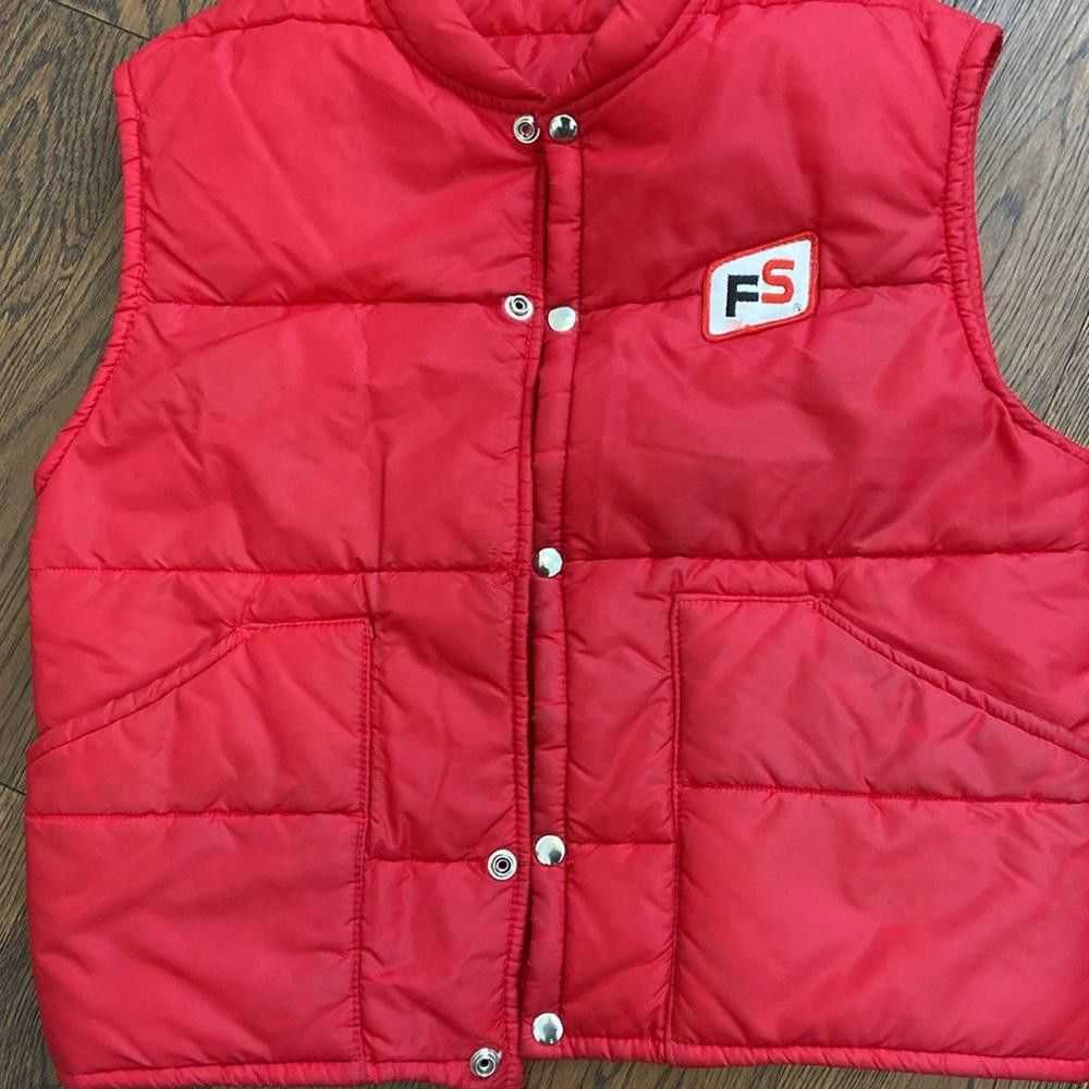 Designer Vintage FS Seed Red Puffer Vest Jacket F… - image 3