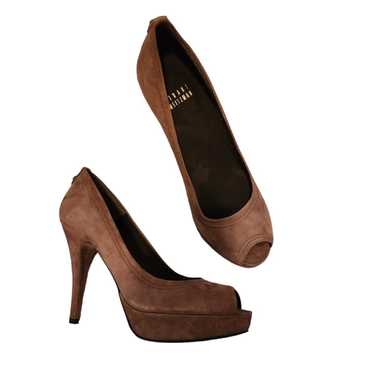 STUART WEITZMAN BROWN SUEDE PEEP TOE HEEL SIZE 7M - image 1