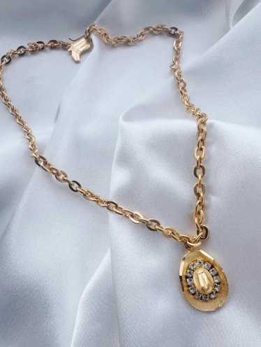 gold plated rhinestone cowboy necklace