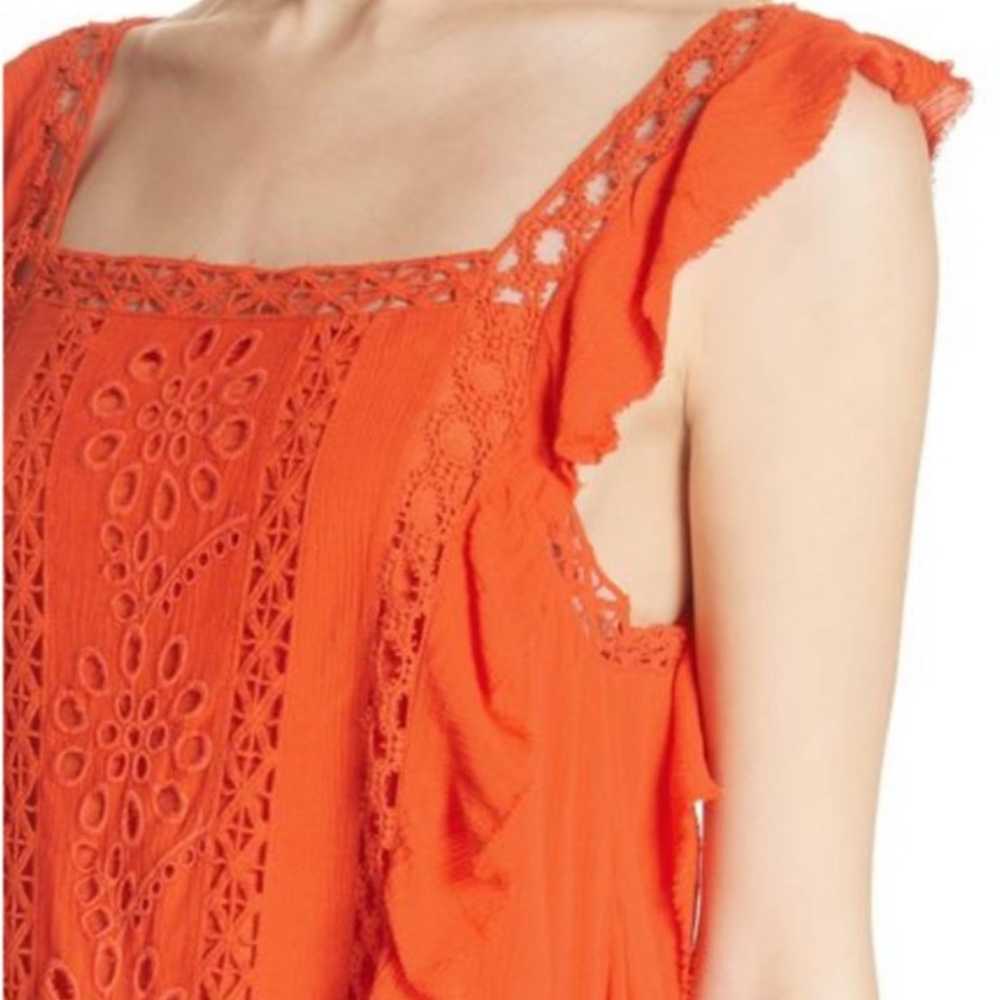 Free People Priscilla Eyelet Orange Coral Mini Dr… - image 2