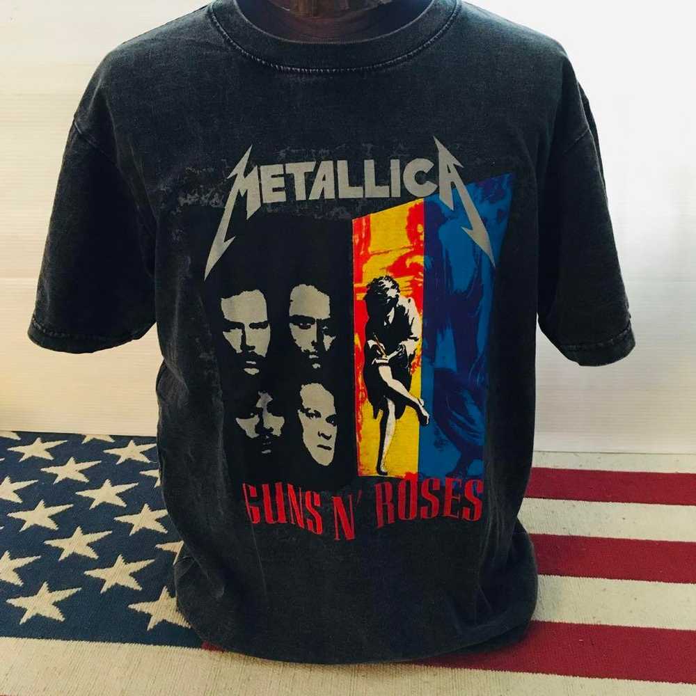 Metallica x Guns N' Roses L band T-shirt rock T-s… - image 1