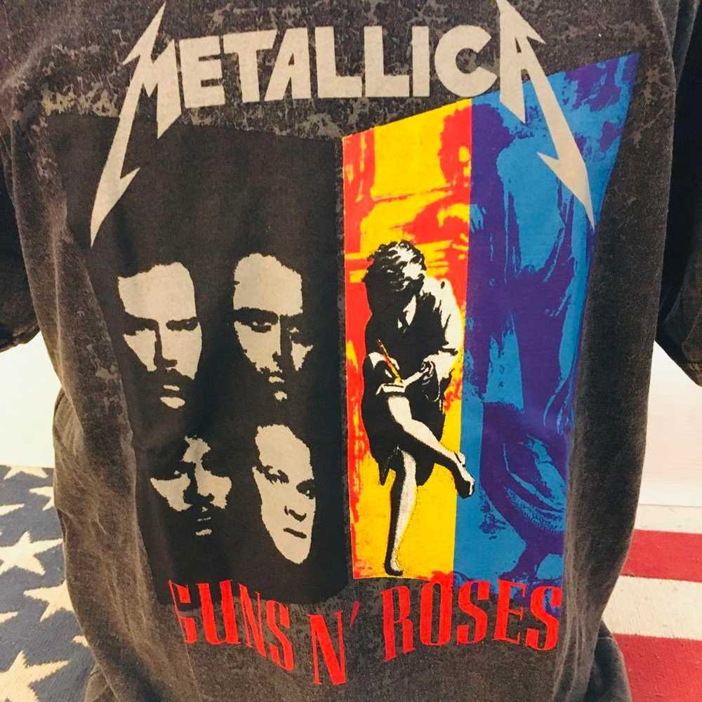 Metallica x Guns N' Roses L band T-shirt rock T-s… - image 2