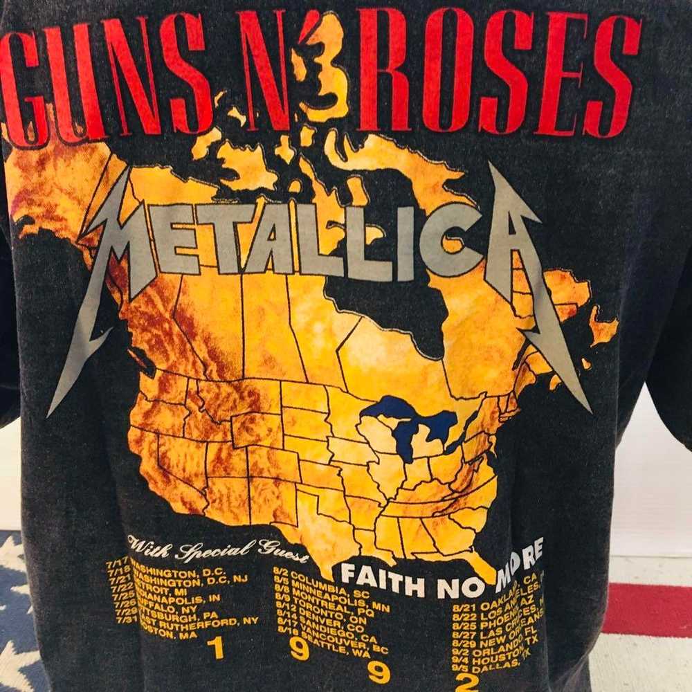 Metallica x Guns N' Roses L band T-shirt rock T-s… - image 4