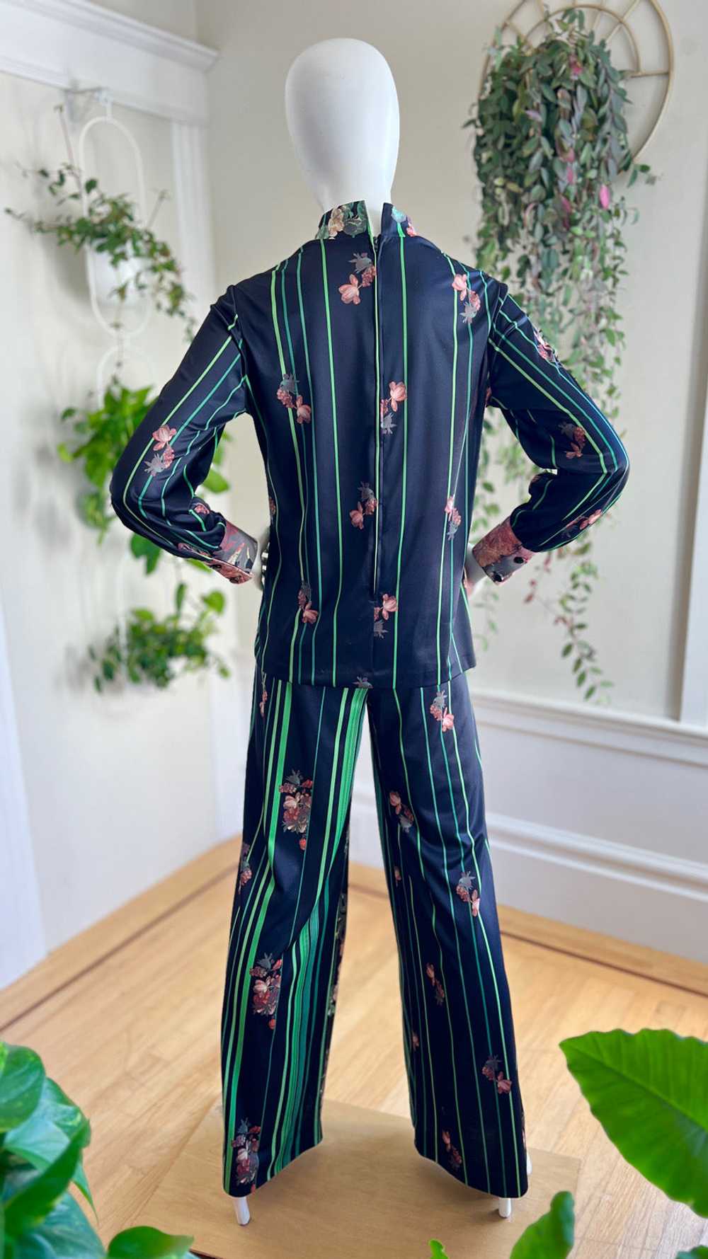 1970s Floral Striped Pant Suit | small - image 7