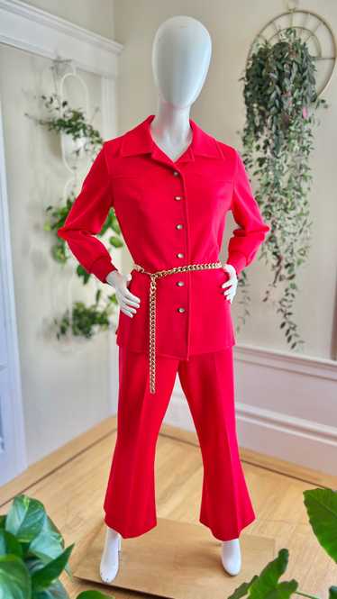 1970s Hot Pink Pant Suit | medium/large