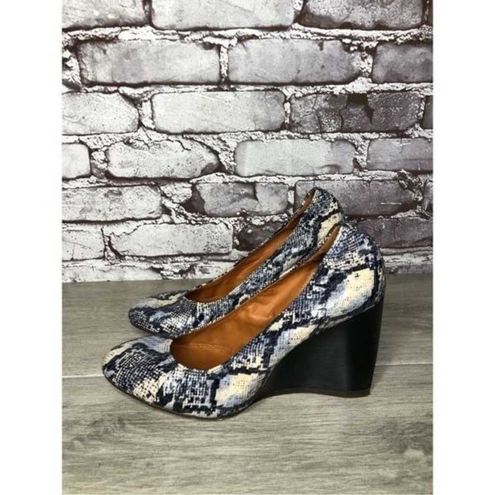 LANVIN Ivory Blue Snake Print Leather Ballerina P… - image 11