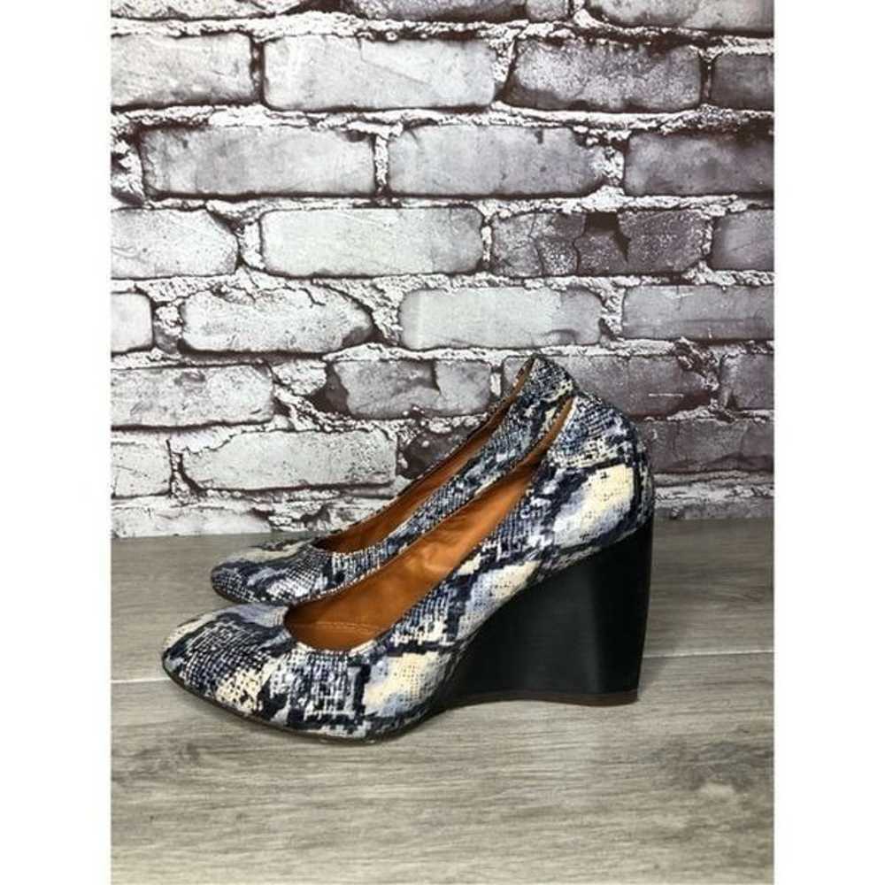 LANVIN Ivory Blue Snake Print Leather Ballerina P… - image 1